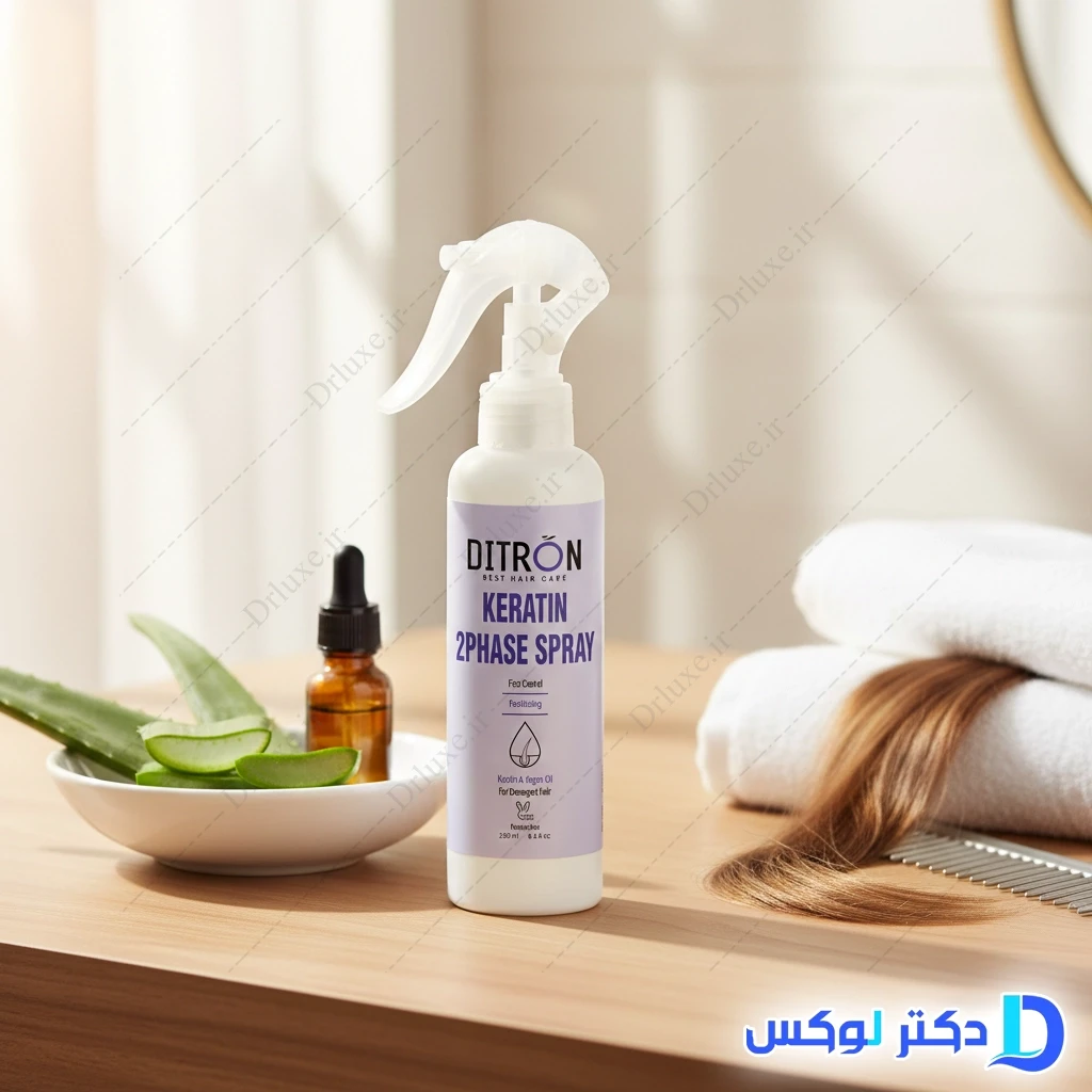 سرم دوفاز مو حاوی کراتین و روغن آرگان دیترون 250 میلی‌لیتر